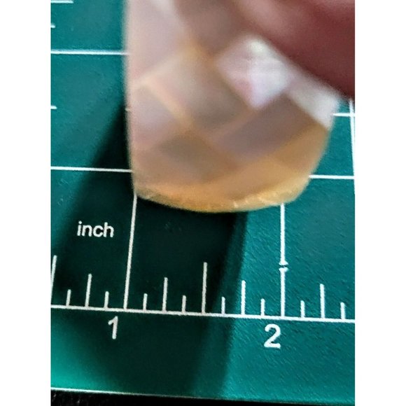 Womens Teen Mother of Pearl Inlaid Shell/White Resin Bngle Bracelet 7.5" MA23-ab - Picture 5 of 6